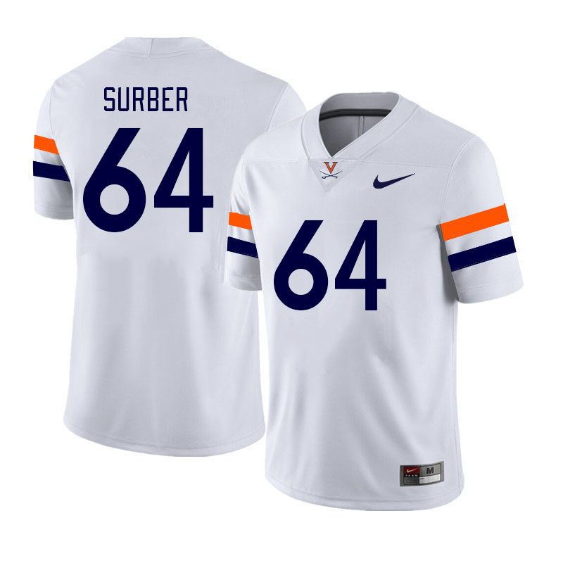 Men #64 Cole Surber Virginia Cavaliers College Football Jerseys Stitched Sale-White